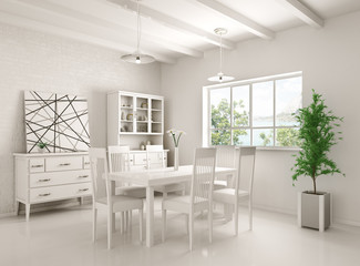 Interior of dining room 3d rendering