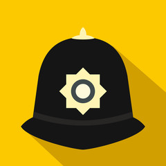 British police helmet icon, flat style