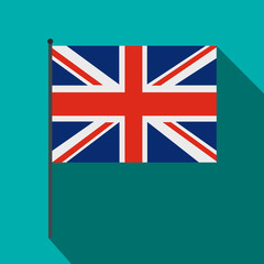 Great Britain flag with flagpole icon, flat style