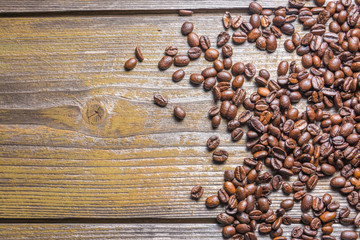 coffee beans on wooden table