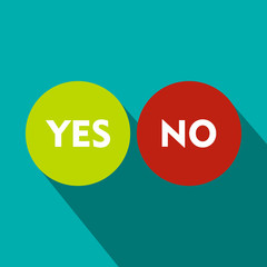 Yes and No icon, flat style