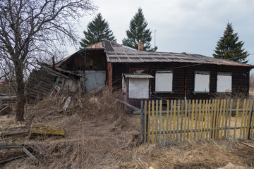 Old poor village and spring flooding 