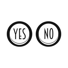 Yes and No button icon, simple style