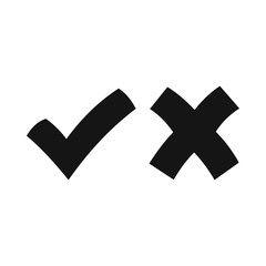 Yes No check marks icon, simple style