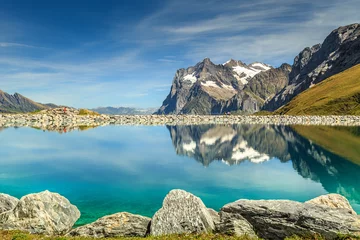 Foto op Canvas Alpine turquoise lake and high mountains,Bernese Oberland,Switzerland © janoka82