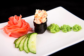 Sushi roll with caviar