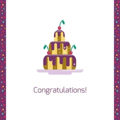 Birthday cake flat icon isolated white background.