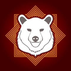 Bear Head designed on line square background graphic vector.
