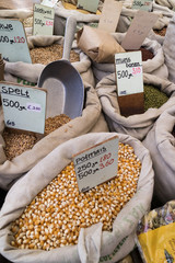 Variety of legumes for sale on the market