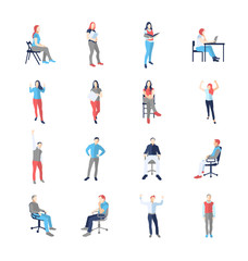 People, male, female, in different casual common poses