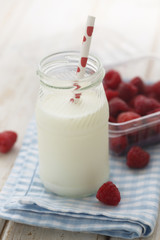 Milk with raspberry
