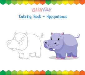 Hippopotamus coloring book educational game