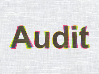Business concept: Audit on fabric texture background
