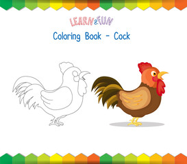 Cock coloring book educational game