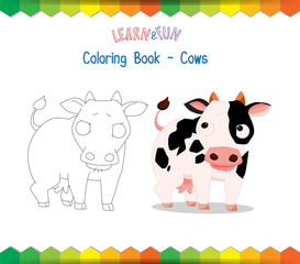 Obraz premium Cows coloring book educational game
