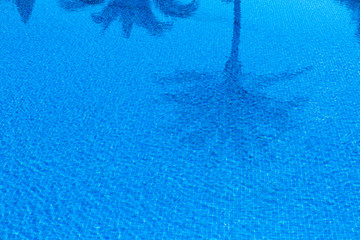 Fototapeta na wymiar Swimming Pool in Holiday Hotel with reflections of palm trees