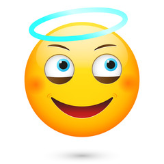  Emoticon with halo. Isolated vector illustration on white background