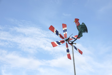 Toy windmill attached to the house