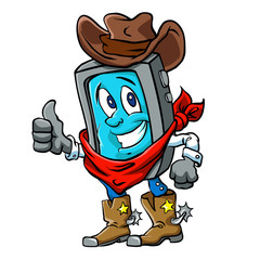 Smartphone cowboy cartoon,cell illustration