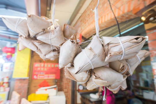 Two bunches of zongzi(Chinese rice dumpling)