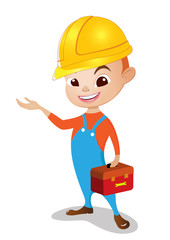 technician boy with red toolbox