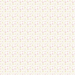 Watercolor seamless pattern with pink flowers and branches.
