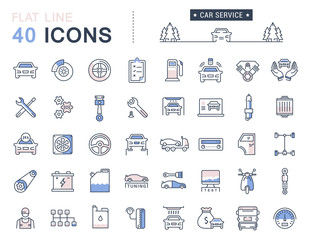 Set Vector Flat Line Icons Car Service