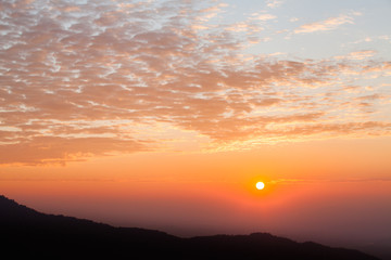 colorful dramatic sky with cloud at sunset