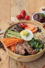 Bibimbap korean food is delicious.