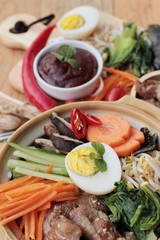 Bibimbap korean food is delicious.