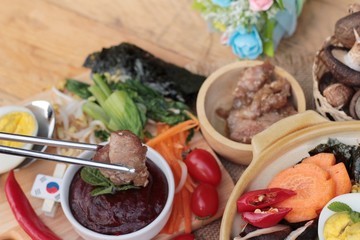 Bibimbap korean food is delicious.