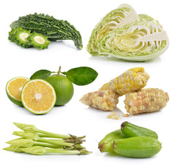 Moonflower, Bilimbi, sweet orange, waxy corn,  Cabbage, Bitter m