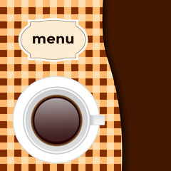 cafe menu, with a cup in brown colors