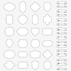 Vector set of blank banners and ribbons for design. 