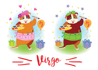 The signs of the zodiac. Guinea pig. Virgo.
