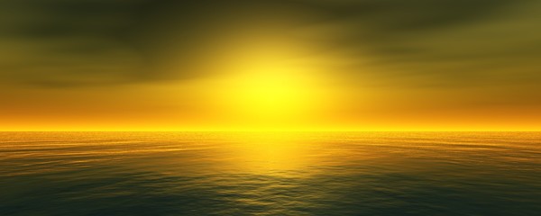 Fototapeta na wymiar Panoramic sea sunset, ocean sunrise, the light above the water