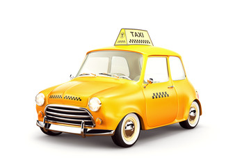Cute retro yellow taxi