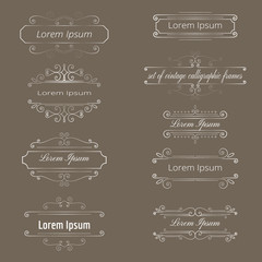 set of vintage calligraphic frames