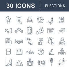 Set Vector Flat Line Icons Elections
