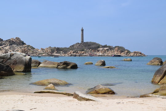 Ke Ga lighthouse with paradise beach view in Vietnam