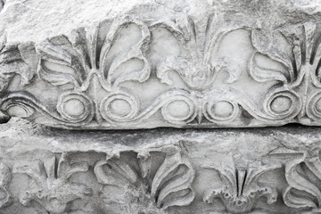 Ancient stone carving ornament, white portico
