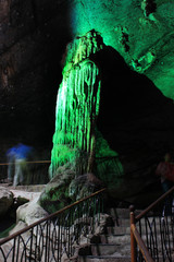 Stalactite and Stalagmite caves are located on the East coast of India, in the Ananthagiri hills of the Araku valley, Visakhapatnam in Andhra Pradesh, India. Formations of rocks inside Borra Caves.