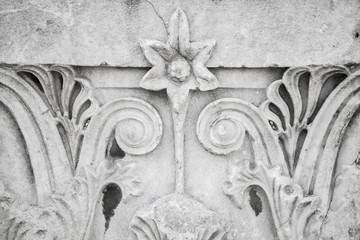 Floral ancient stone carving ornament