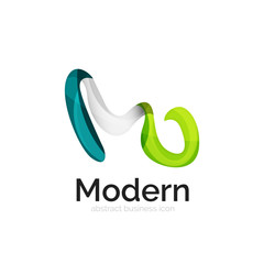 Wave ribbon logo, vector abstract shape