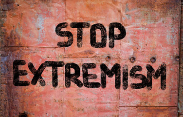 Stop extremism text on metal