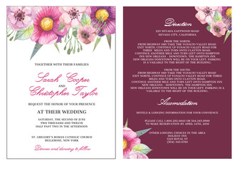 Wedding Invitation Card Invitation with watercolor flowers