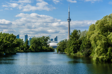 Beautiful Toronto's skyline over lake. Toronto, Ontario, Canada.