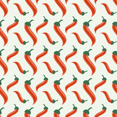 Fototapeta na wymiar Seamless geometric pattern with cartoon red hot chili peppers