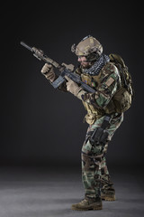 US Army Soldier on Dark Background