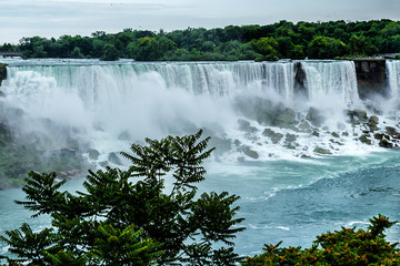 Fototapeta premium Niagara Falls closeup panorama at evening. Ontario, Canada.